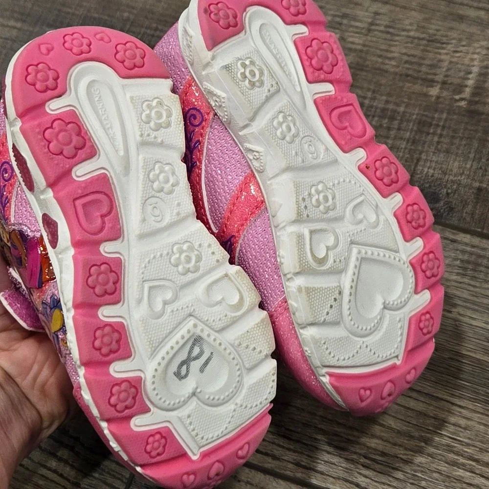 Dora the Explorer Toddler Girls Light Up Pink Glitter Sneakers Shoes Size 6